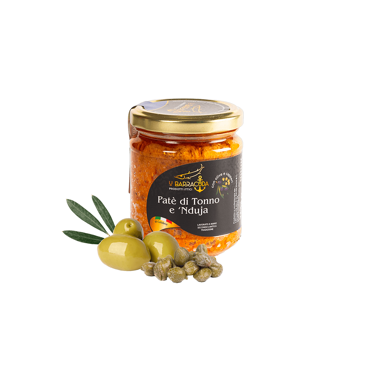 ubarracuda-conserva-di-mare12 Patè di Tonno Nduja Capperi e olive nere-180g - immagine 1