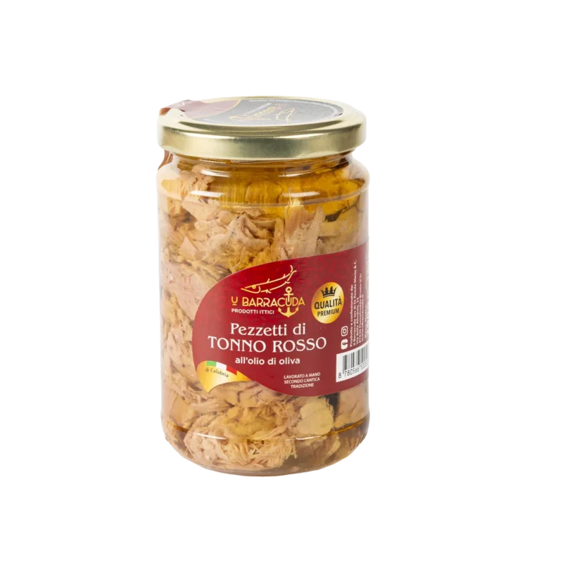 Barattolo di tonno rosso in olio